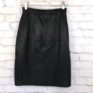 *Vintage Chic High Waisted Leather Skirt